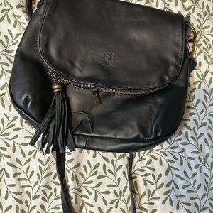 Black Leather Crossbody Bag from Italy